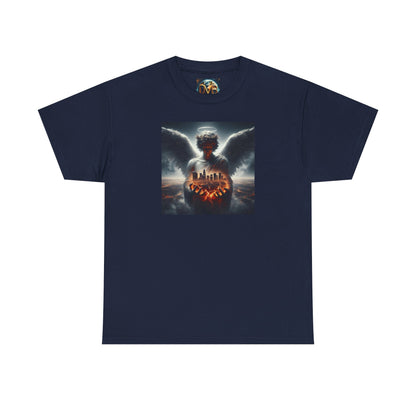 Angel Guardian Unisex Heavy Cotton Tee - Los Angeles Landscape Shirt, Holy Angel Protection, Urban Angel Tee, City Savior