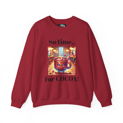 Crewneck Sweatshirt - Adorable Hot Cocoa Mug So Time for Cocoa