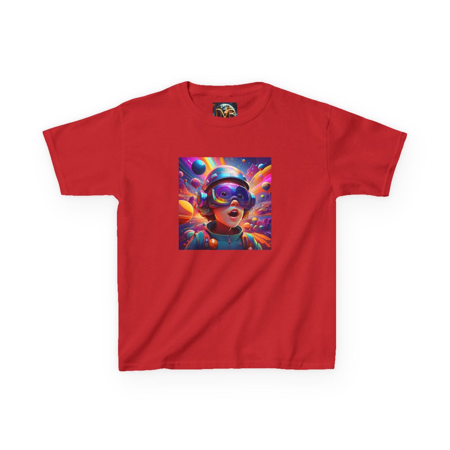 Kids Heavy Cotton Tee - Colorful Space Adventure Graphic Shirt