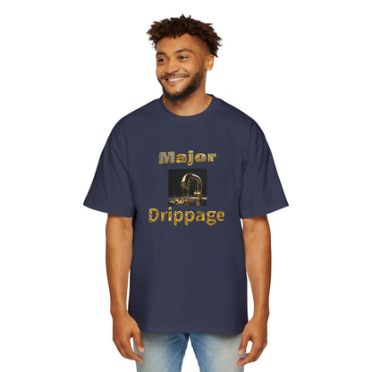 Oversized Tee - Major Drippage Gold Faucet Print Shirt for Men