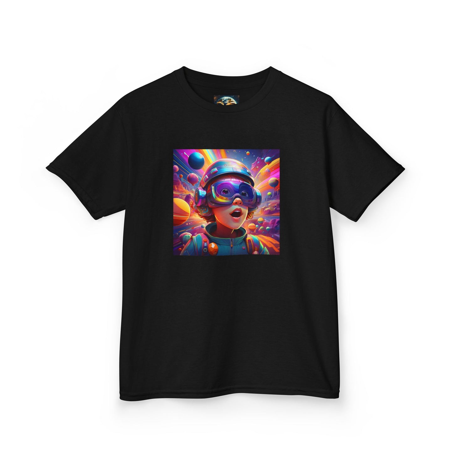 Kids Heavy Cotton Tee - Colorful Space Adventure Graphic Shirt