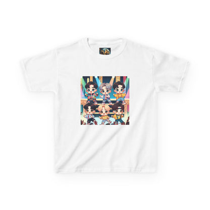 Kids T-Shirt, Cute Anime K-Pop Band on Stage Tee, Children's Graphic Shirt, Kawaii Music Group Top, Concert Apparel for Boys