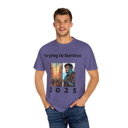 Survival Mode Unisex T-shirt, Trying to Survive 2025, Comic Book Style Tee, Bold Tee Shirt, Men's Women's Shirt