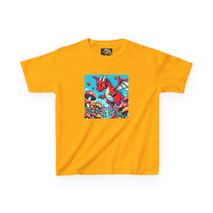 Kids Dragon in a Field of Mushrooms Adventure Tee - Fun Colorful Design for Little Explorers