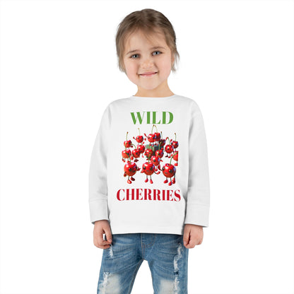 Wild Cherries Toddler Long Sleeve Tee - Fun Fruit Design for Kids