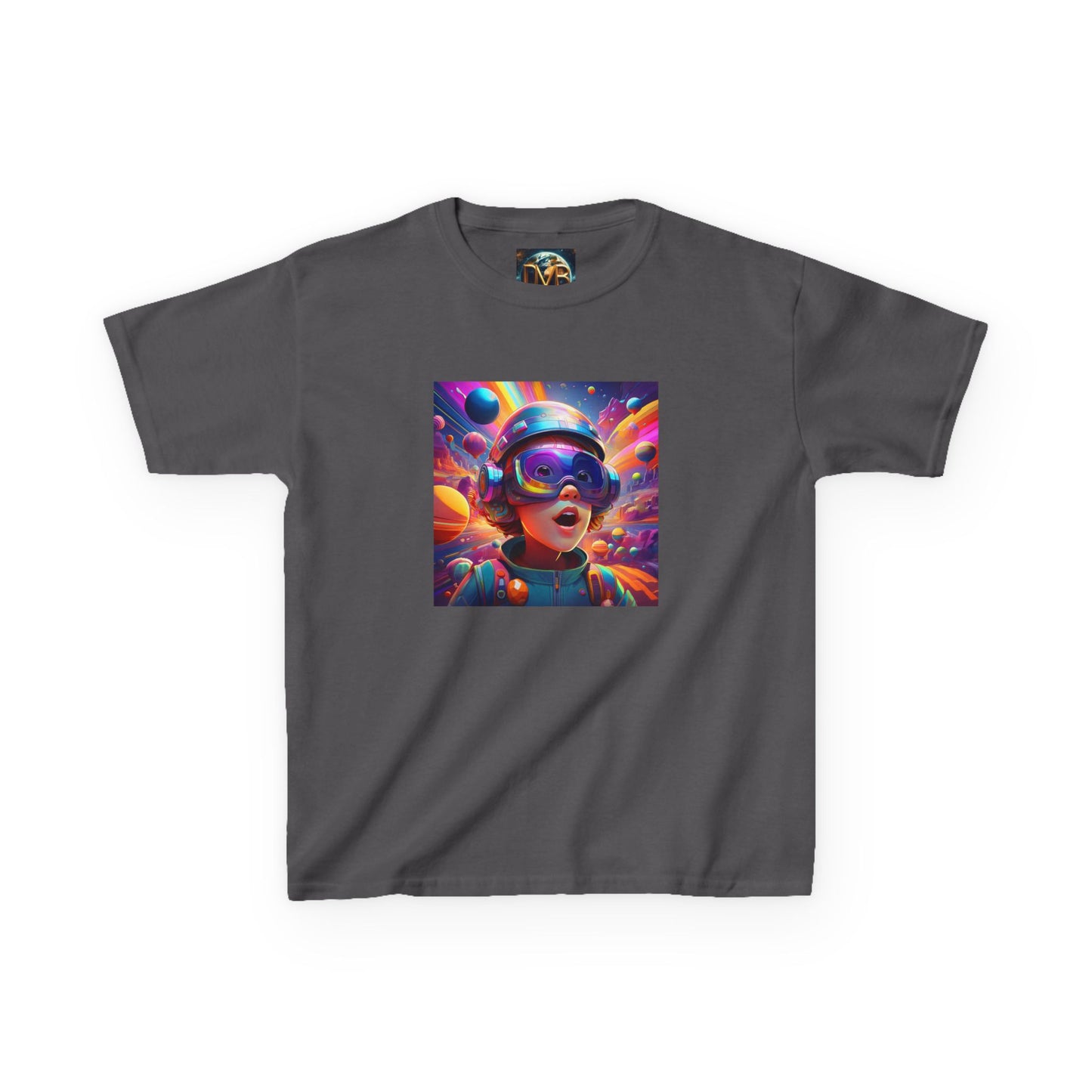 Kids Heavy Cotton Tee - Colorful Space Adventure Graphic Shirt