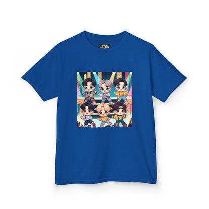 Kids T-Shirt, Cute Anime K-Pop Band on Stage Tee, Children's Graphic Shirt, Kawaii Music Group Top, Concert Apparel for Boys