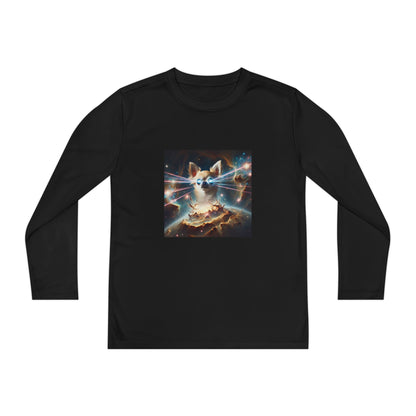 Kids Galaxy Control Long Sleeve Tee, Fierce Teacup Chihuahua Laser Eyes, Funny Shirt, Child's Top, Cute Animal Graphic Tee