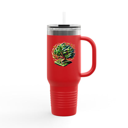 Eco-Friendly Insulated Travel Mug - 40oz with Whimsical Tree Design