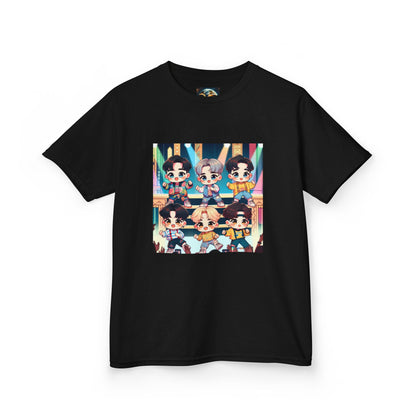 Kids T-Shirt, Cute Anime K-Pop Band on Stage Tee, Children's Graphic Shirt, Kawaii Music Group Top, Concert Apparel for Boys