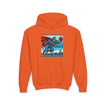 Youth Superhero Heavy Blend Hoodie - Fun & Cozy Design for Kids