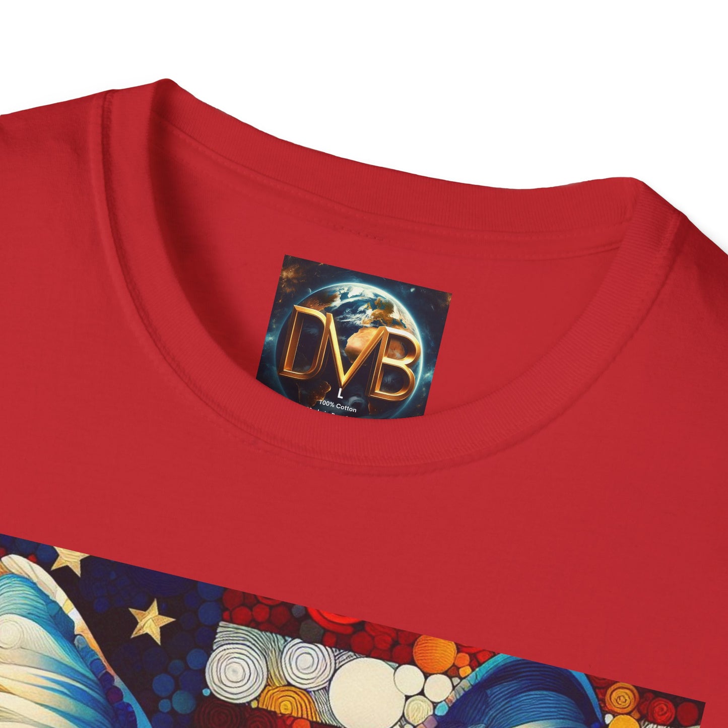 Cat Lover Patriotic T-Shirt, USA Flag Tee, Abstract American Art Shirt, Adult Unisex Top, Independence Day Gift