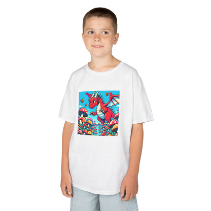 Kids Dragon in a Field of Mushrooms Adventure Tee - Fun Colorful Design for Little Explorers