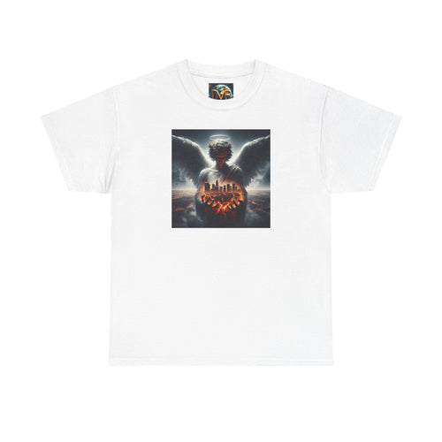 Angel Guardian Unisex Heavy Cotton Tee - Los Angeles Landscape Shirt, Holy Angel Protection, Urban Angel Tee, City Savior