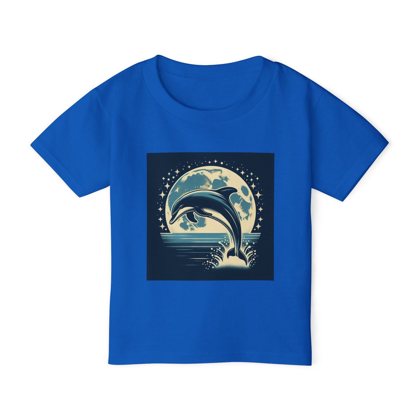 Dolphin with a Full Moon and Starry Night Toddler T-Shirt – Perfect for Little Sea Explorers