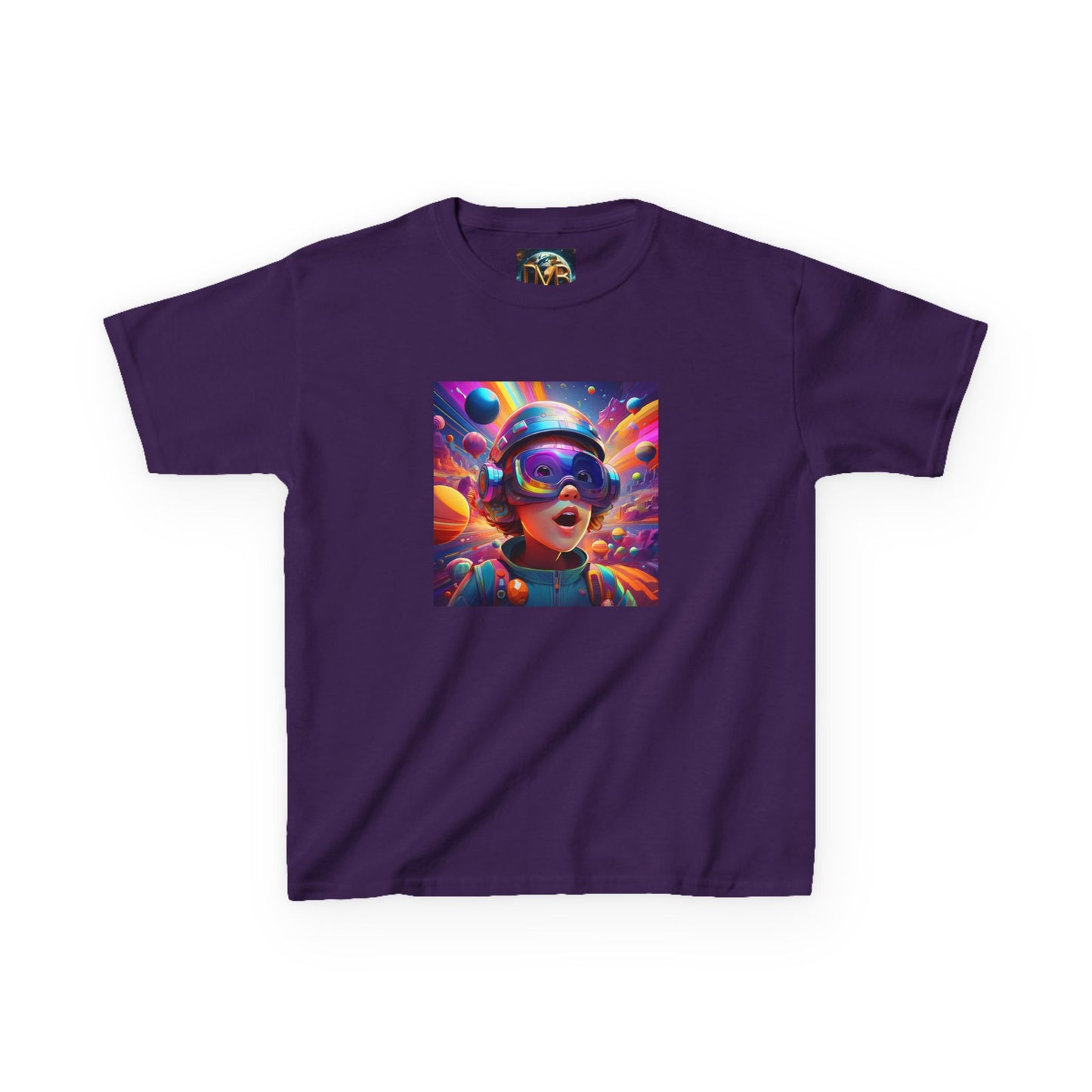 Kids Heavy Cotton Tee - Colorful Space Adventure Graphic Shirt