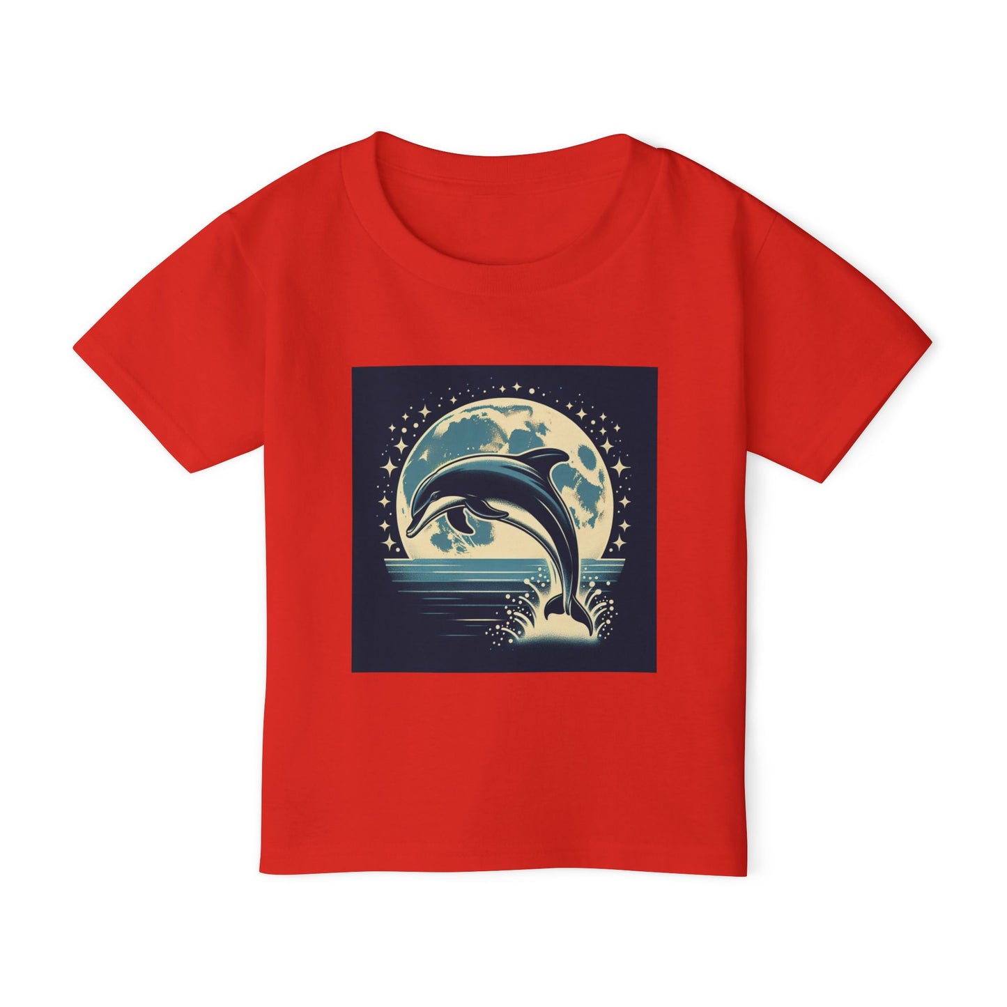 Dolphin with a Full Moon and Starry Night Toddler T-Shirt – Perfect for Little Sea Explorers