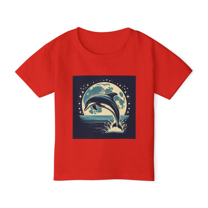 Dolphin with a Full Moon and Starry Night Toddler T-Shirt – Perfect for Little Sea Explorers