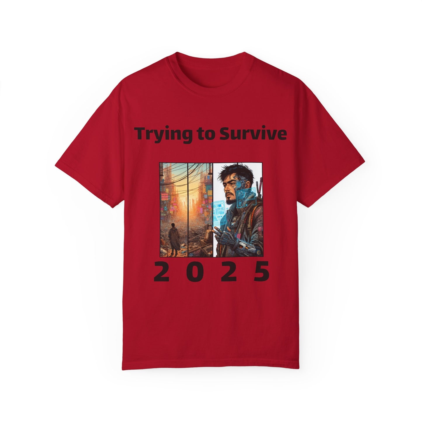 Survival Mode Unisex T-shirt, Trying to Survive 2025, Comic Book Style Tee, Bold Tee Shirt, Men's Women's Shirt