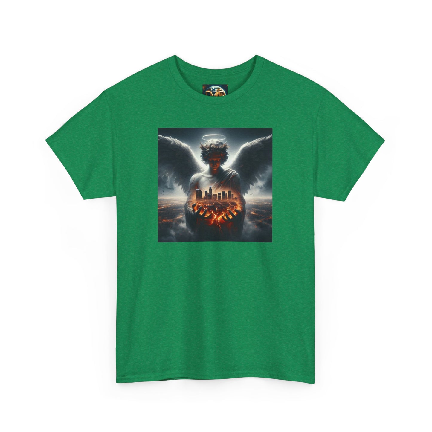 Angel Guardian Unisex Heavy Cotton Tee - Los Angeles Landscape Shirt, Holy Angel Protection, Urban Angel Tee, City Savior