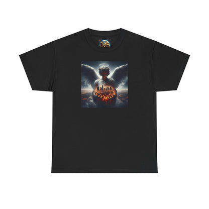 Angel Guardian Unisex Heavy Cotton Tee - Los Angeles Landscape Shirt, Holy Angel Protection, Urban Angel Tee, City Savior