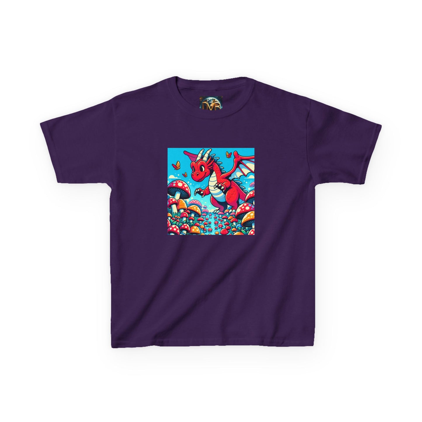 Kids Dragon in a Field of Mushrooms Adventure Tee - Fun Colorful Design for Little Explorers