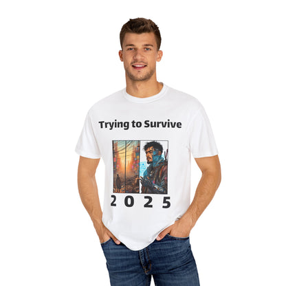 Survival Mode Unisex T-shirt, Trying to Survive 2025, Comic Book Style Tee, Bold Tee Shirt, Men's Women's Shirt