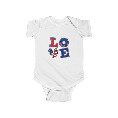 Patriotic Love Infant Bodysuit - Fourth of July Baby Outfit