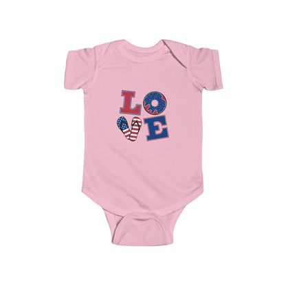 Patriotic Love Infant Bodysuit - Fourth of July Baby Outfit