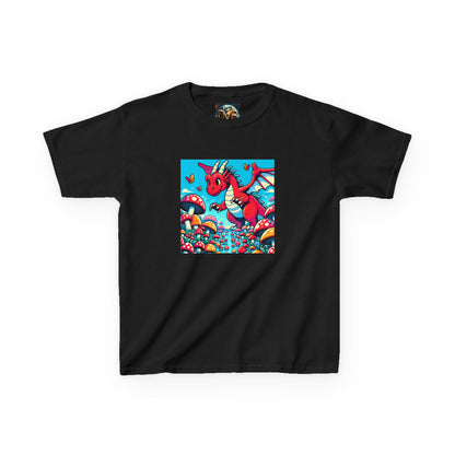 Kids Dragon in a Field of Mushrooms Adventure Tee - Fun Colorful Design for Little Explorers