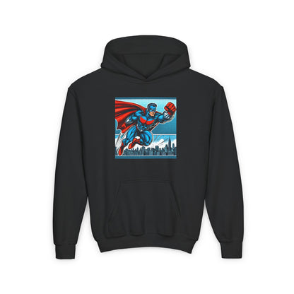 Youth Superhero Heavy Blend Hoodie - Fun & Cozy Design for Kids