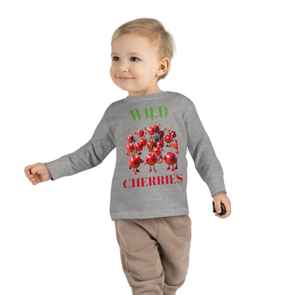 Wild Cherries Toddler Long Sleeve Tee - Fun Fruit Design for Kids